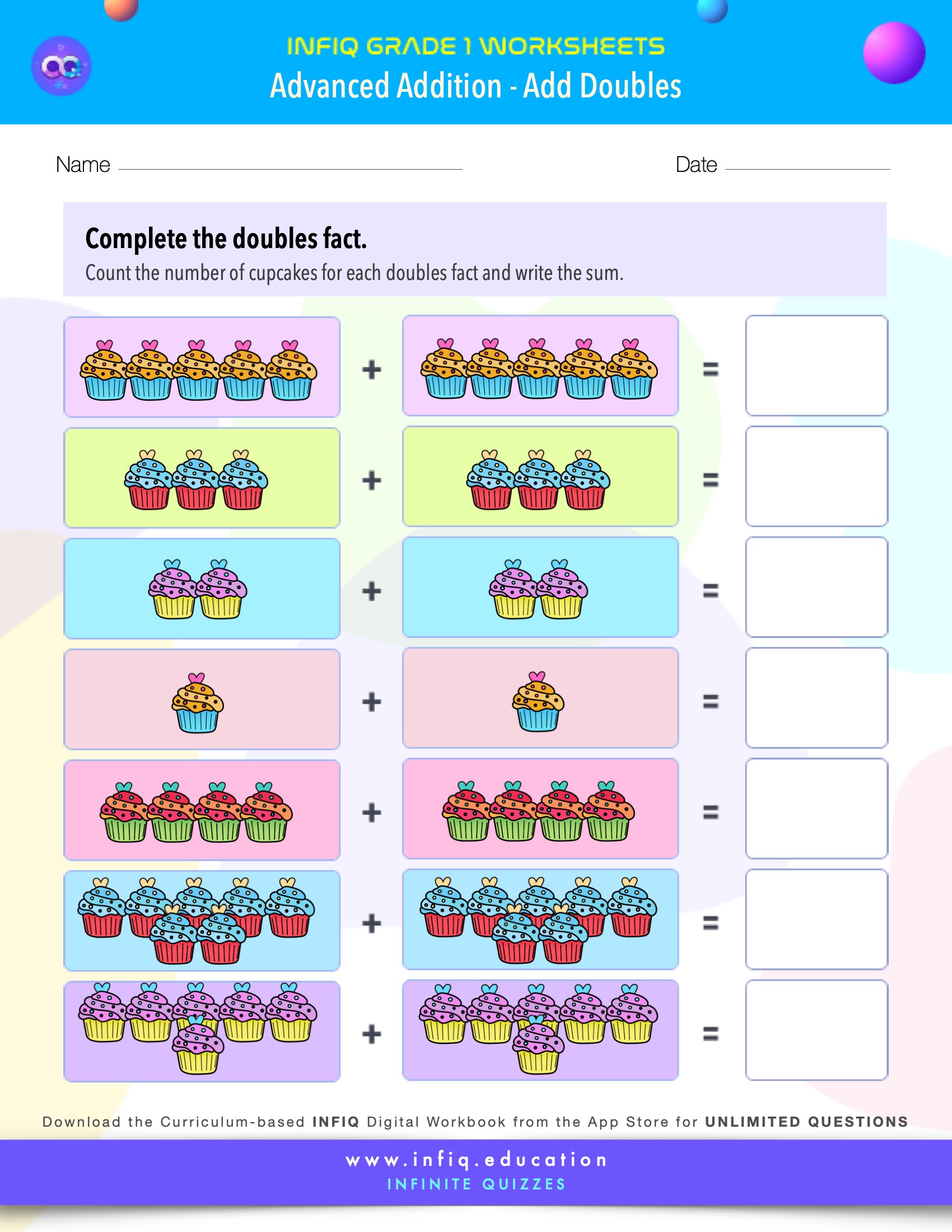 Grade 1 Math - Add Doubles Worksheet