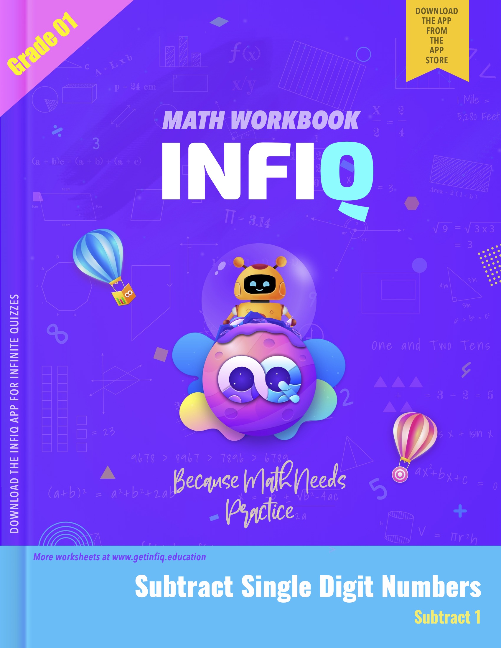 Grade 1 Math: Subtract Single Digit Numbers - Subtract 1 Workbook