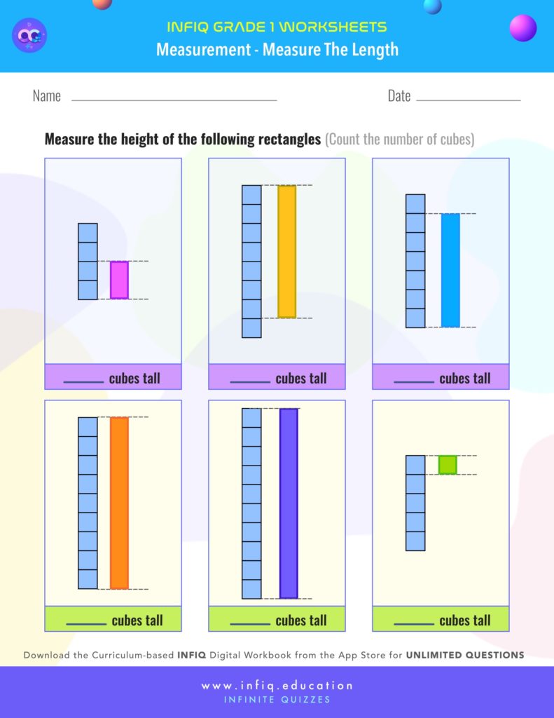 Grade 1 Math: Measurement - Measure the Length Worksheet