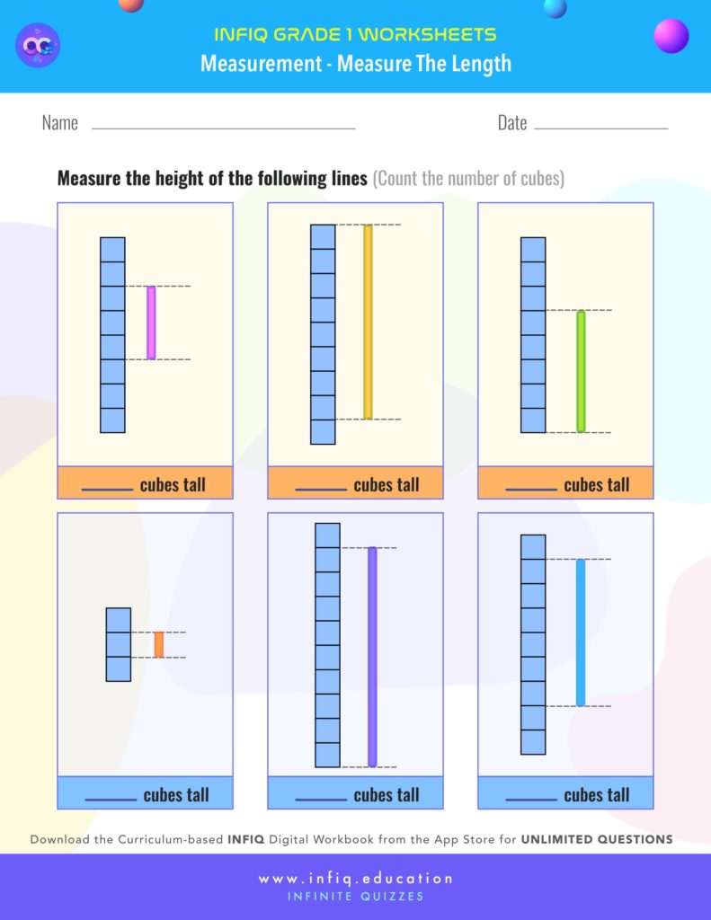 Grade 1 Math: Measurement - Measure the Length Worksheet