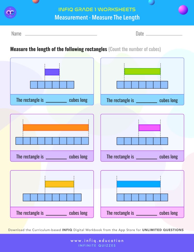 Grade 1 Math: Measurement - Measure the Length Worksheet