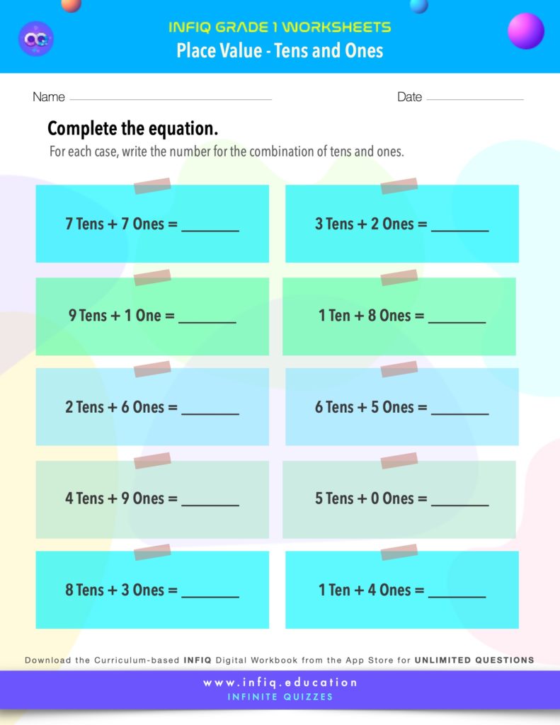 Grade 1 Math: Place Value - Tens and Ones Worksheet