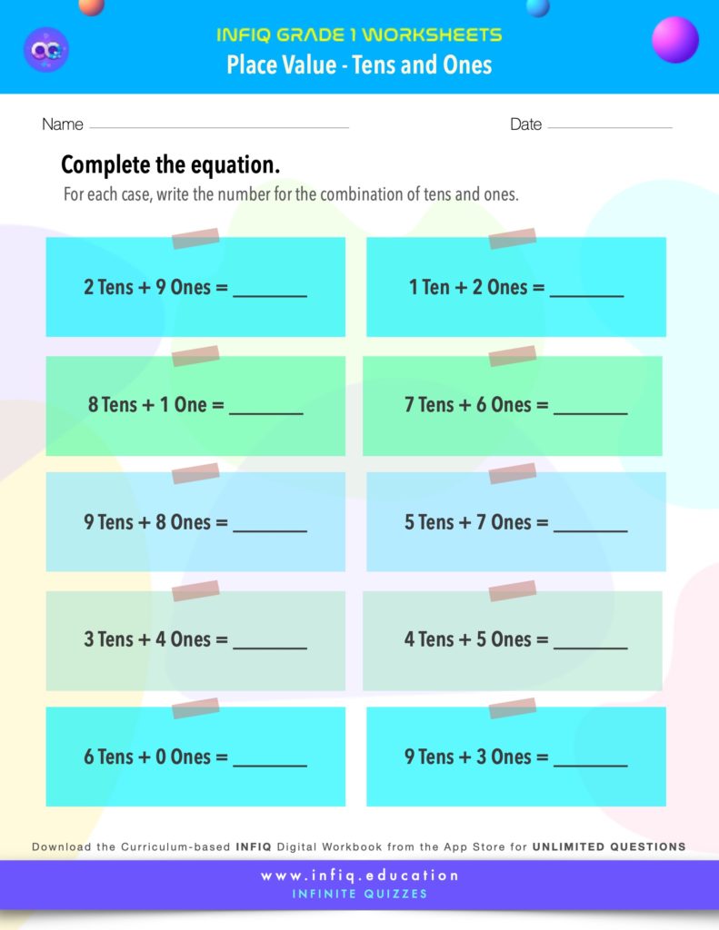 Grade 1 Math: Place Value - Tens and Ones Worksheet