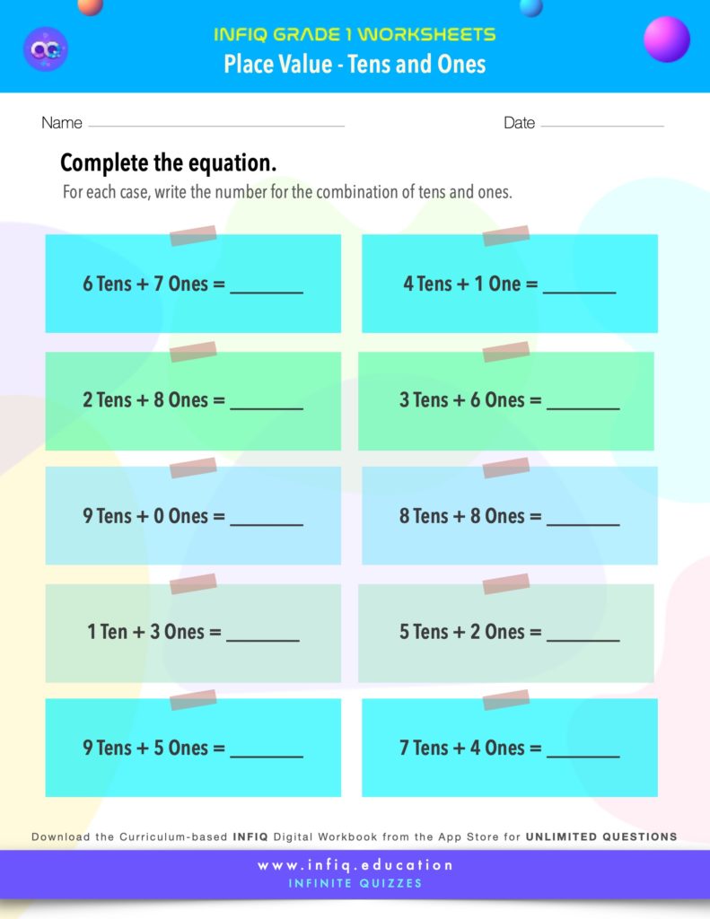 Grade 1 Math: Place Value - Tens and Ones Worksheet