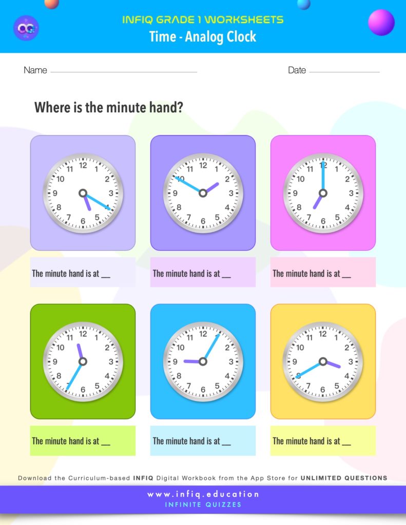 Grade 1 Math: Time - Analog Clock Worksheet