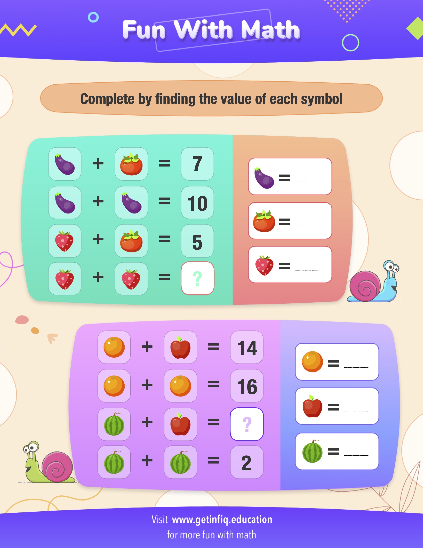 Grade 1 Math Addition Puzzle