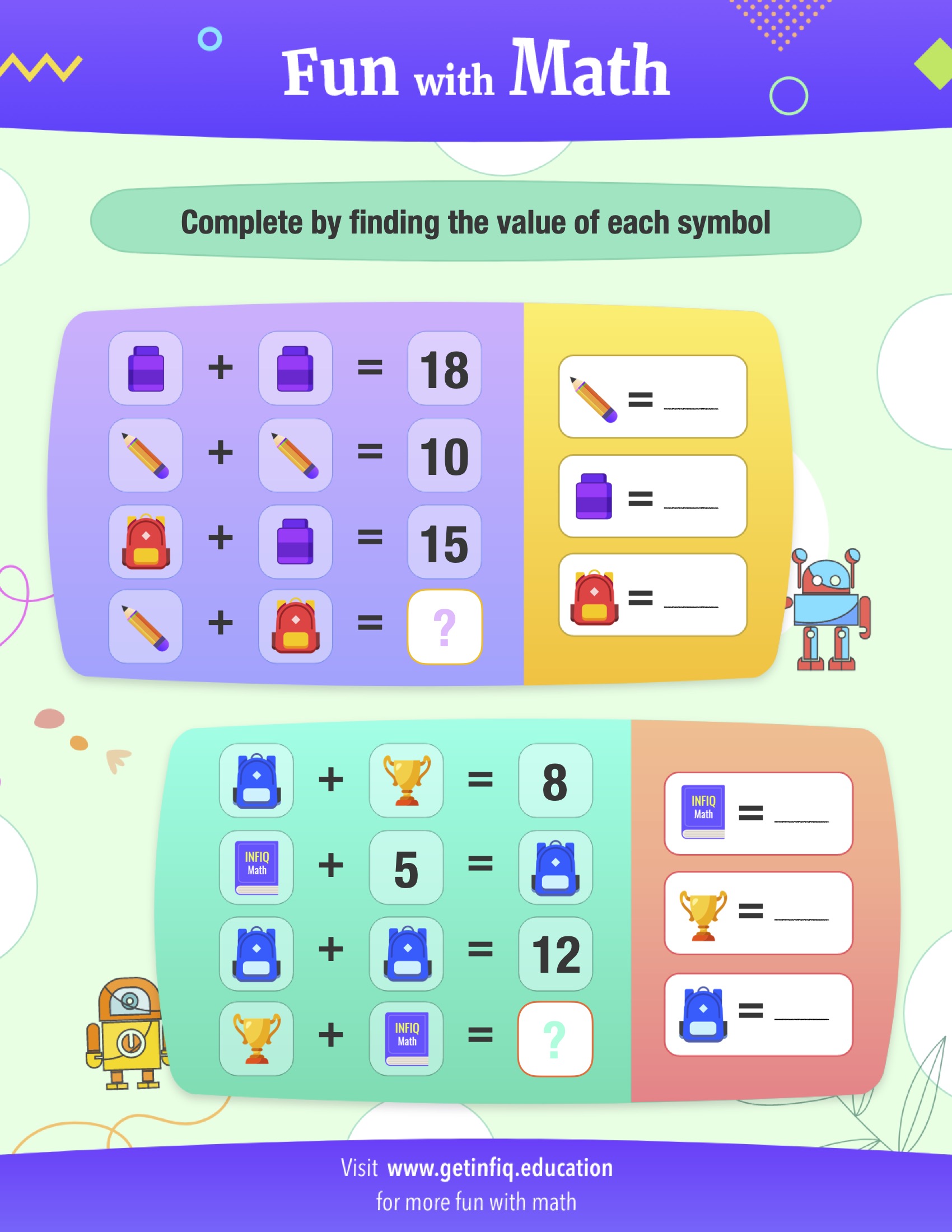 Grade 1 Math Addition Puzzle