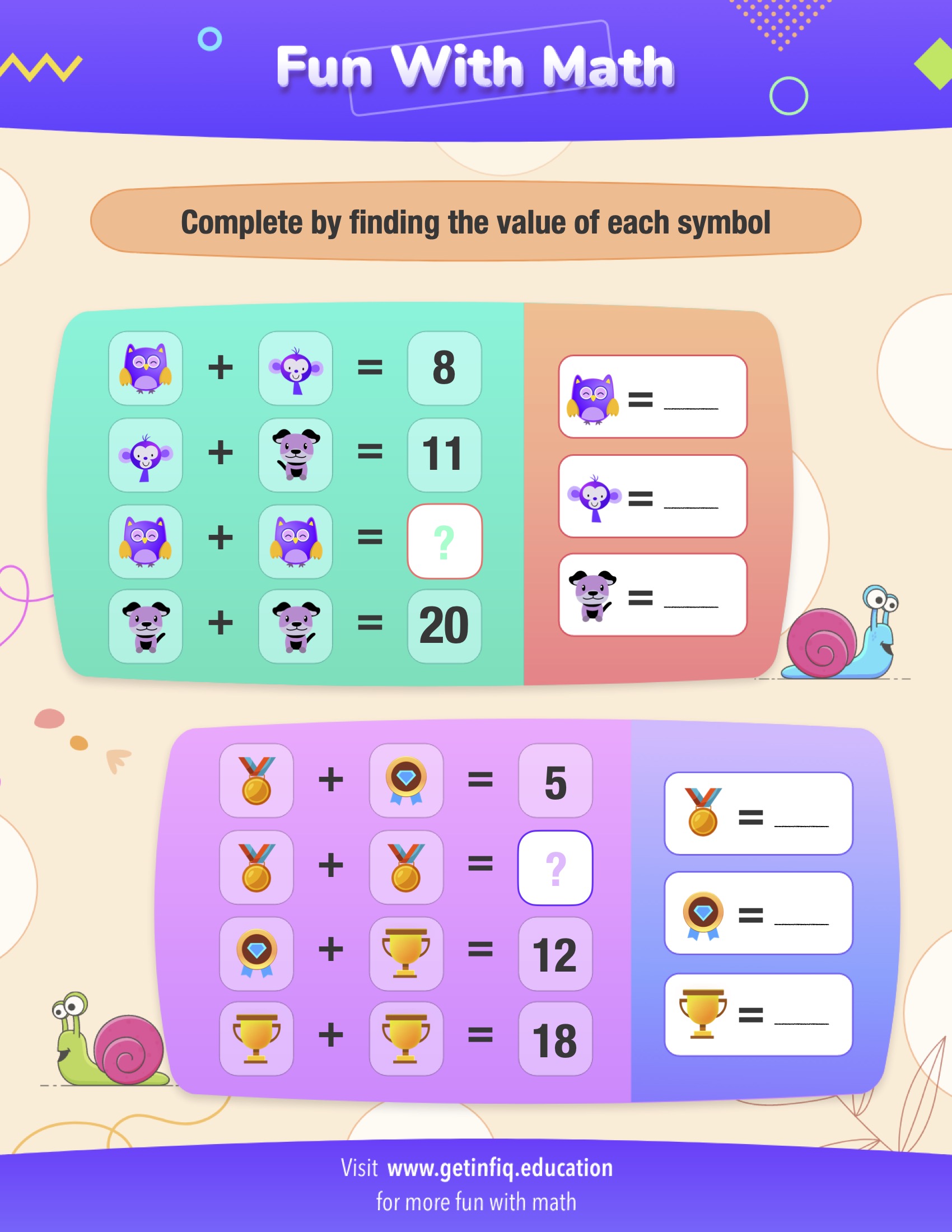 Grade 1 Math Addition Puzzle