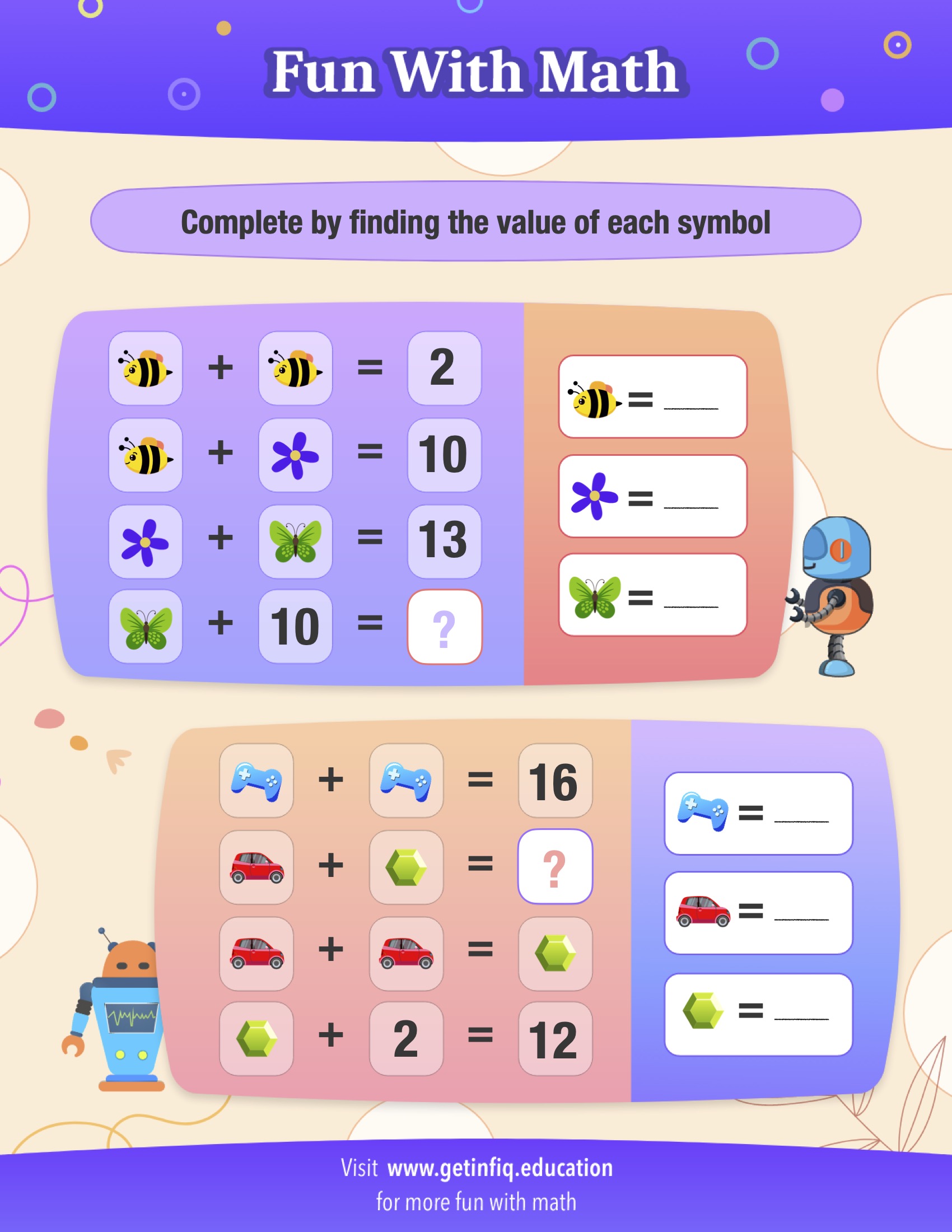 Grade 1 Math Addition Puzzle