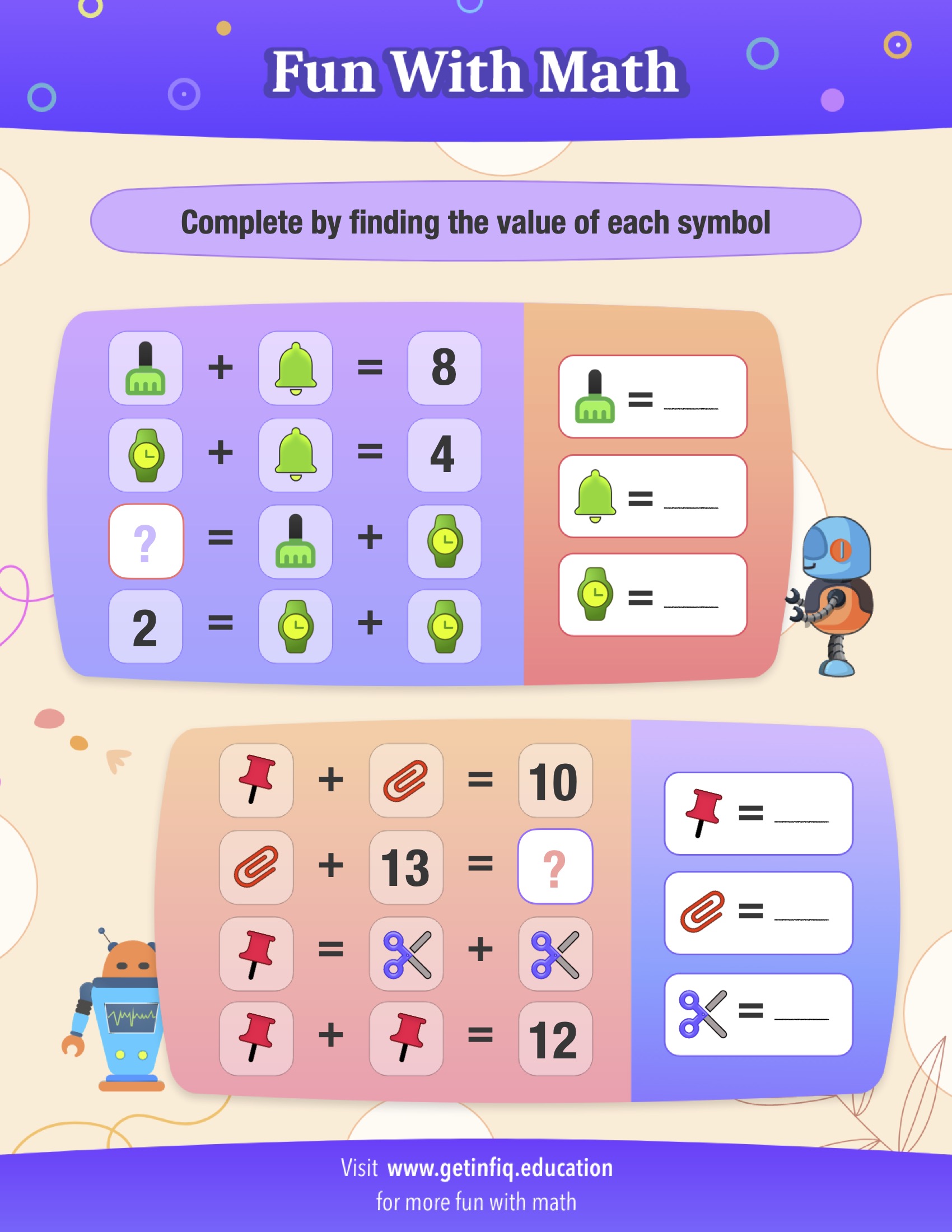 Grade 1 Math Addition Puzzle