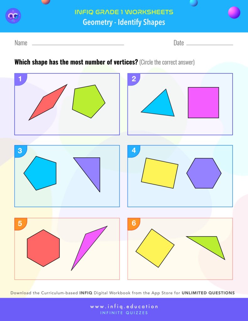 Grade 1 Math: Geometry - Identify Shapes Worksheet